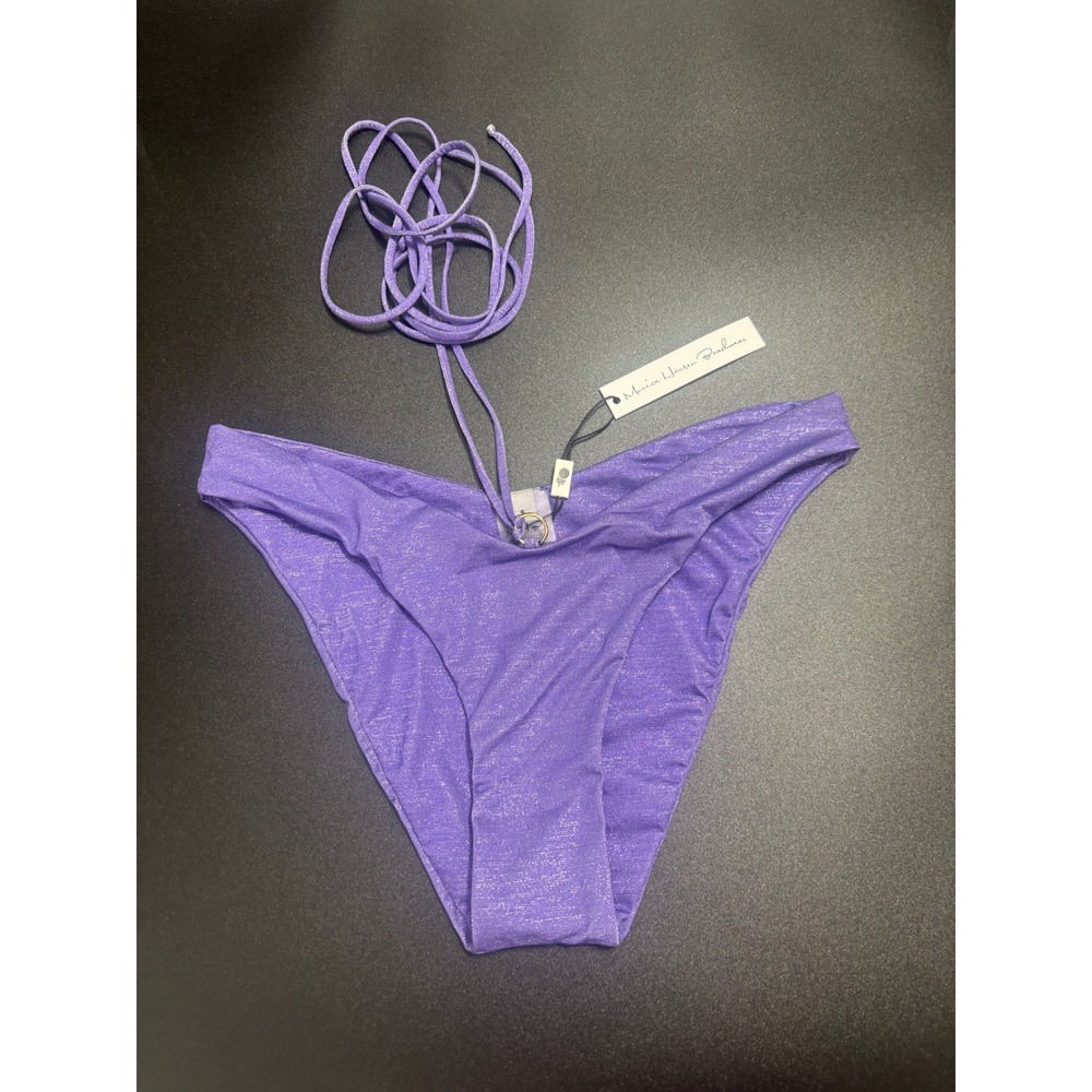 Monica Hansen Beachwear NWT Lurex Bikini‎ Bottom Purple Size Small